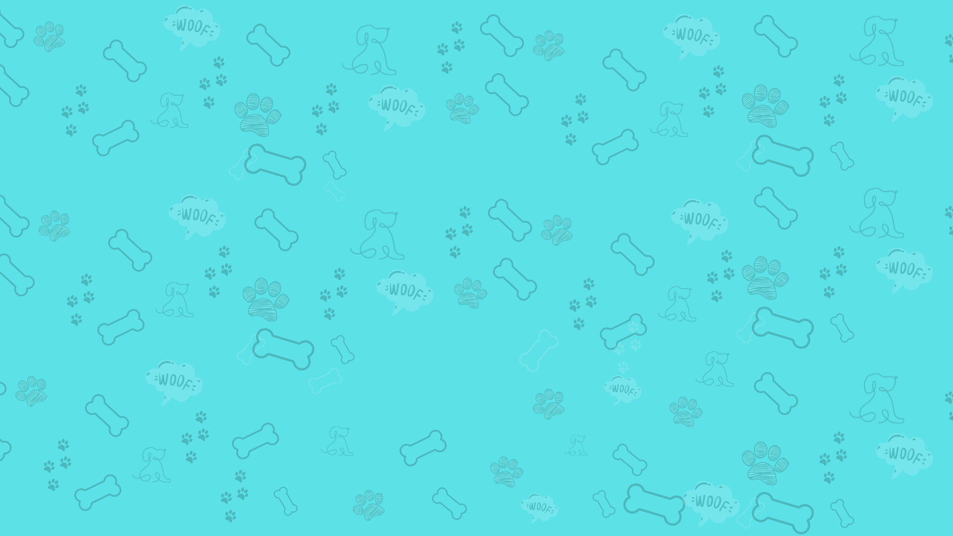 Pattern of bones and paw prints on a blue background
