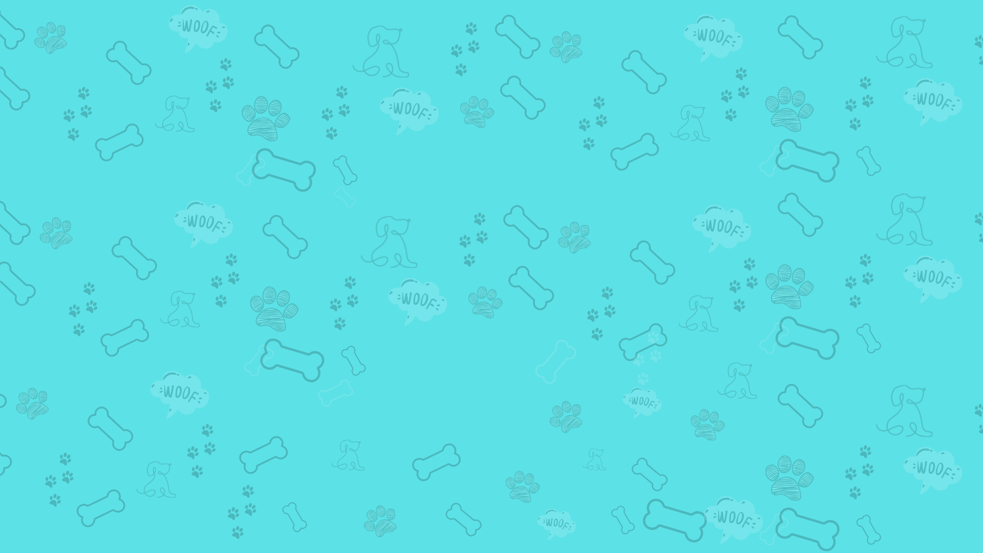Pattern of bones and paw prints on a blue background